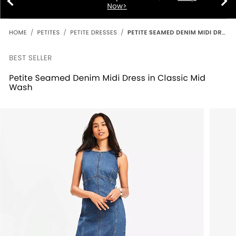 LOFT Sleeveless Seamed Denim Midi Dress in Mid Wash Blue - Picture 2 of 5